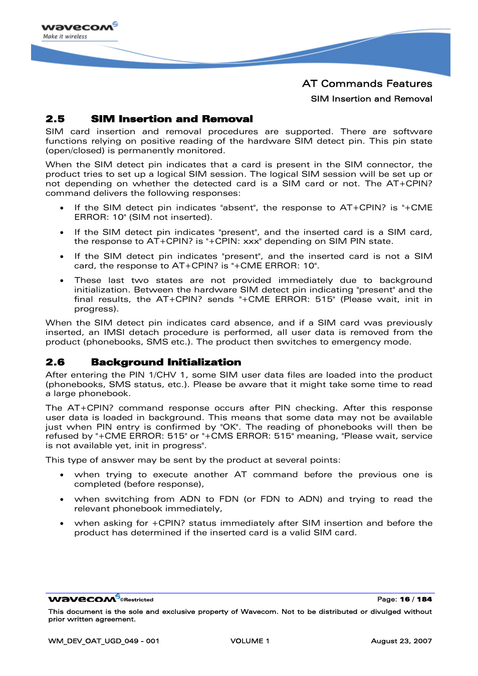 Sim insertion and removal, Background initialization | Rainbow Electronics FARGO MAESTRO 100 (with TCP_IP) User Manual | Page 22 / 787