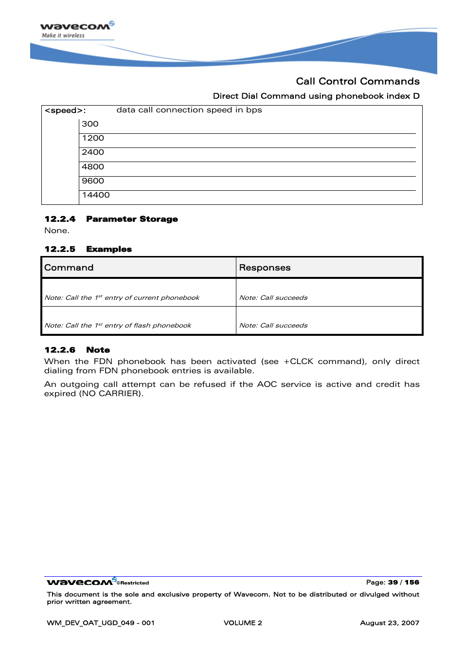 Call control commands, Atd>1, Atd>me1 | Rainbow Electronics FARGO MAESTRO 100 (with TCP_IP) User Manual | Page 229 / 787