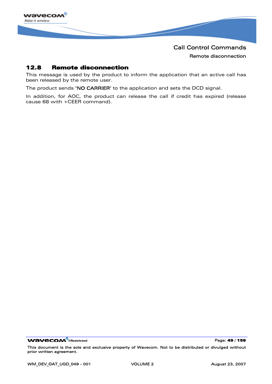 Remote disconnection, Call control commands, 8 remote disconnection | Rainbow Electronics FARGO MAESTRO 100 (with TCP_IP) User Manual | Page 239 / 787