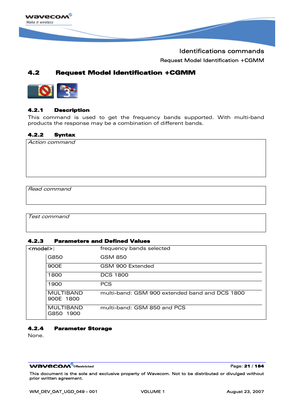 Request model identification +cgmm | Rainbow Electronics FARGO MAESTRO 100 (with TCP_IP) User Manual | Page 27 / 787