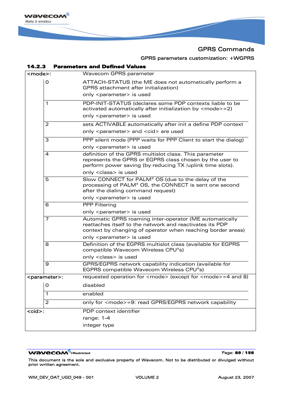 Gprs commands | Rainbow Electronics FARGO MAESTRO 100 (with TCP_IP) User Manual | Page 279 / 787