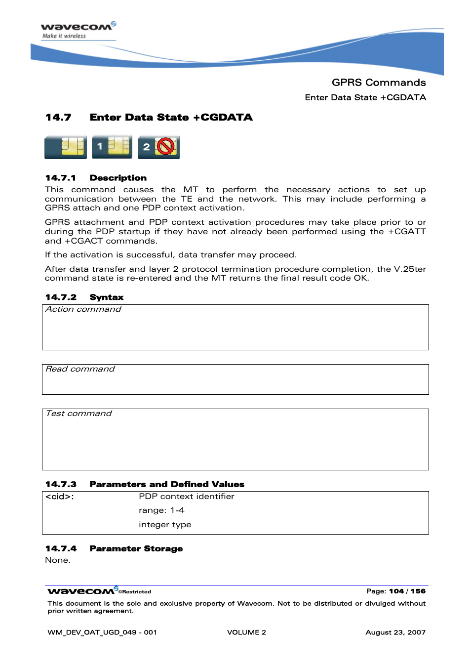 Enter data state +cgdata | Rainbow Electronics FARGO MAESTRO 100 (with TCP_IP) User Manual | Page 294 / 787