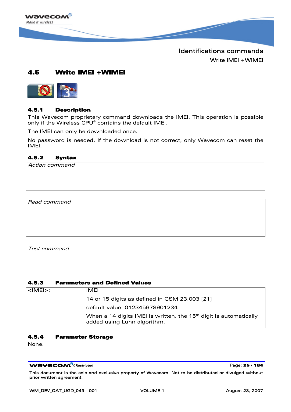 Write imei +wimei | Rainbow Electronics FARGO MAESTRO 100 (with TCP_IP) User Manual | Page 31 / 787