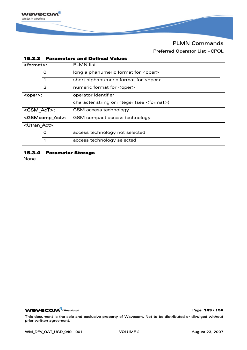 Plmn commands | Rainbow Electronics FARGO MAESTRO 100 (with TCP_IP) User Manual | Page 333 / 787