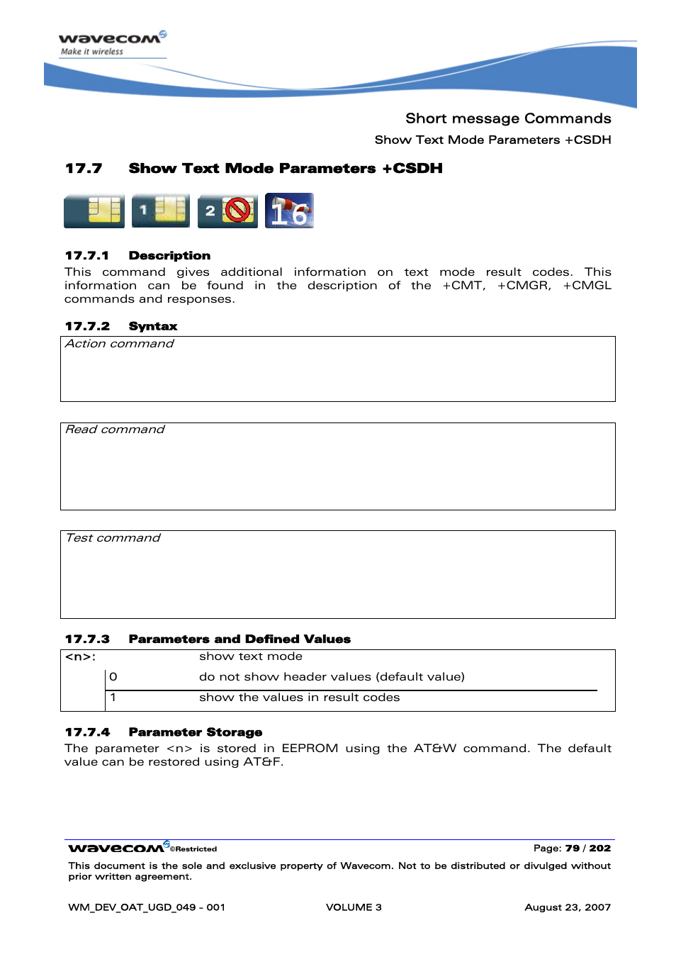 Show text mode parameters +csdh | Rainbow Electronics FARGO MAESTRO 100 (with TCP_IP) User Manual | Page 425 / 787