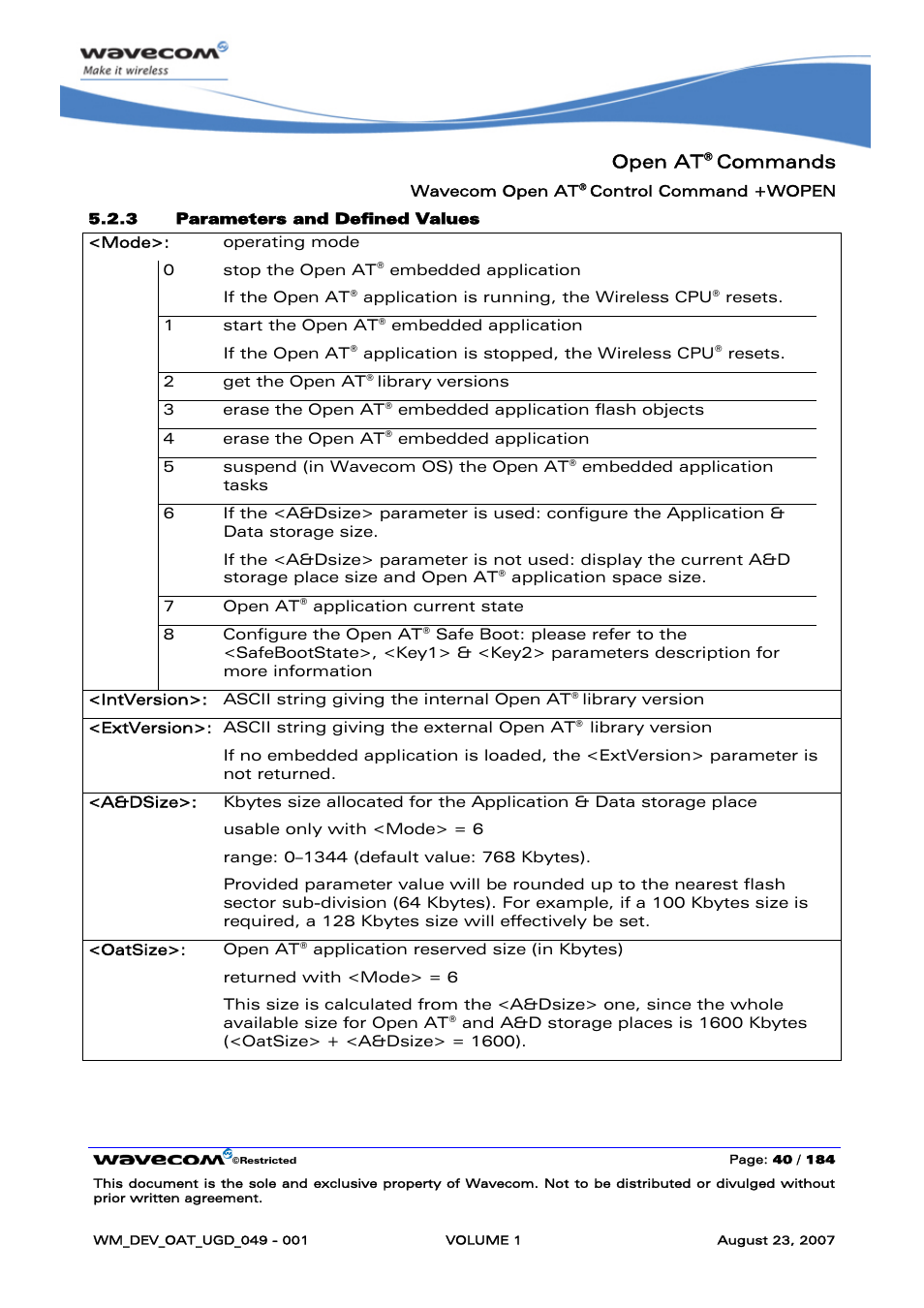 Open at, Commands | Rainbow Electronics FARGO MAESTRO 100 (with TCP_IP) User Manual | Page 46 / 787