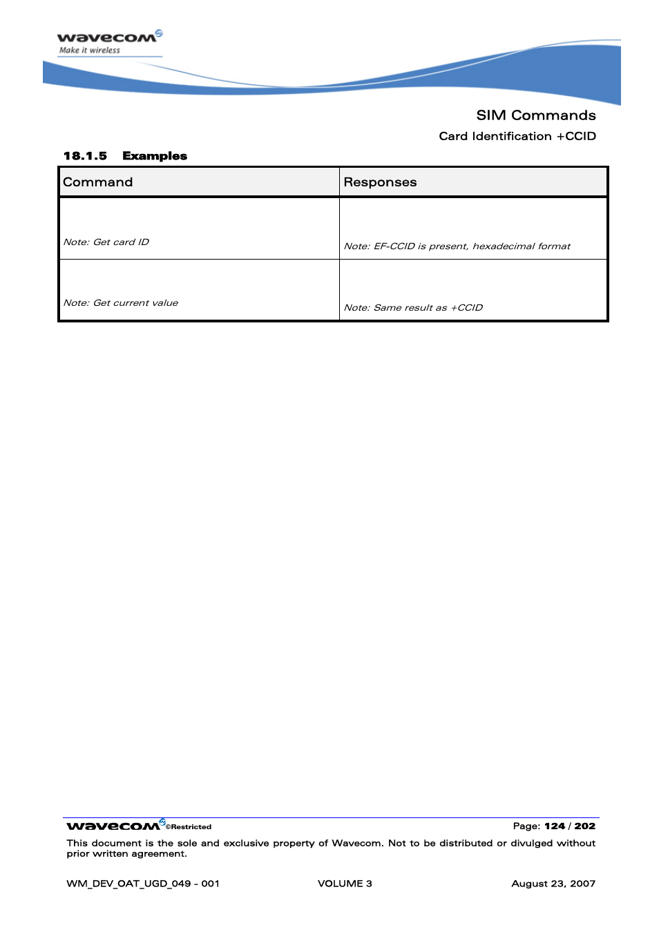 Sim commands, At+ccid | Rainbow Electronics FARGO MAESTRO 100 (with TCP_IP) User Manual | Page 470 / 787
