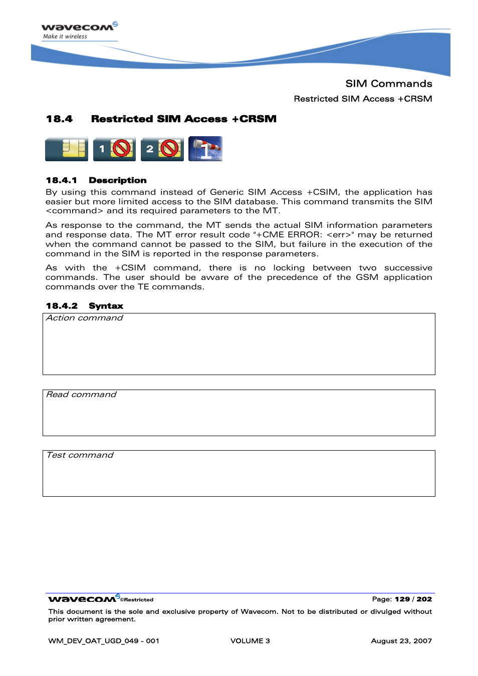 Restricted sim access +crsm | Rainbow Electronics FARGO MAESTRO 100 (with TCP_IP) User Manual | Page 475 / 787