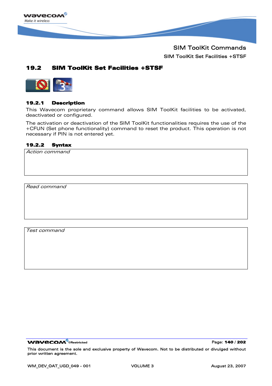 Sim toolkit set facilities +stsf | Rainbow Electronics FARGO MAESTRO 100 (with TCP_IP) User Manual | Page 486 / 787