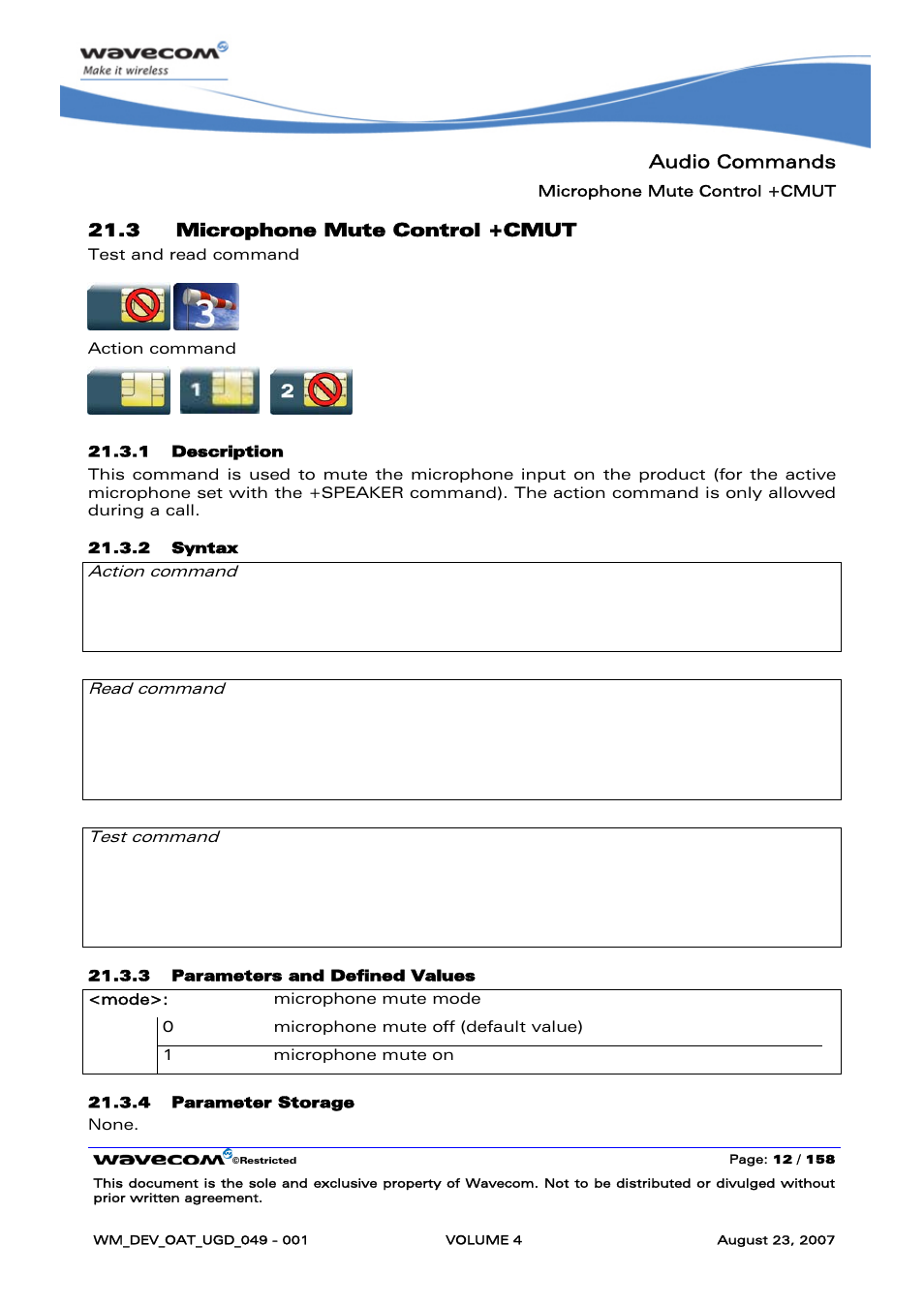 Microphone mute control +cmut | Rainbow Electronics FARGO MAESTRO 100 (with TCP_IP) User Manual | Page 560 / 787