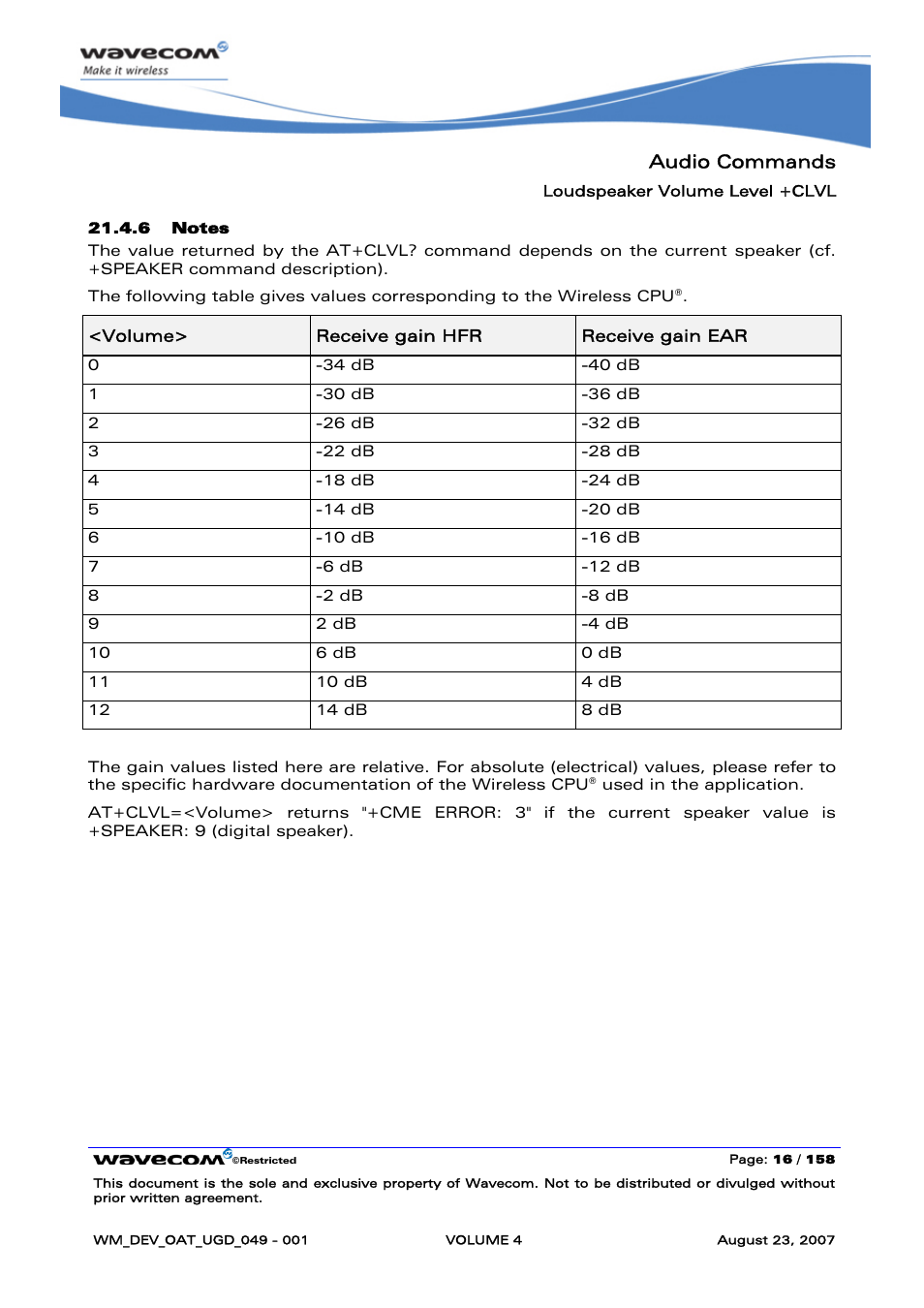 Audio commands | Rainbow Electronics FARGO MAESTRO 100 (with TCP_IP) User Manual | Page 564 / 787