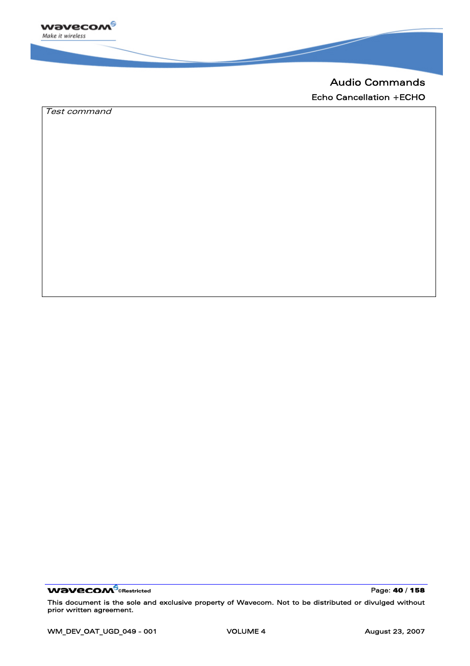 Audio commands | Rainbow Electronics FARGO MAESTRO 100 (with TCP_IP) User Manual | Page 588 / 787