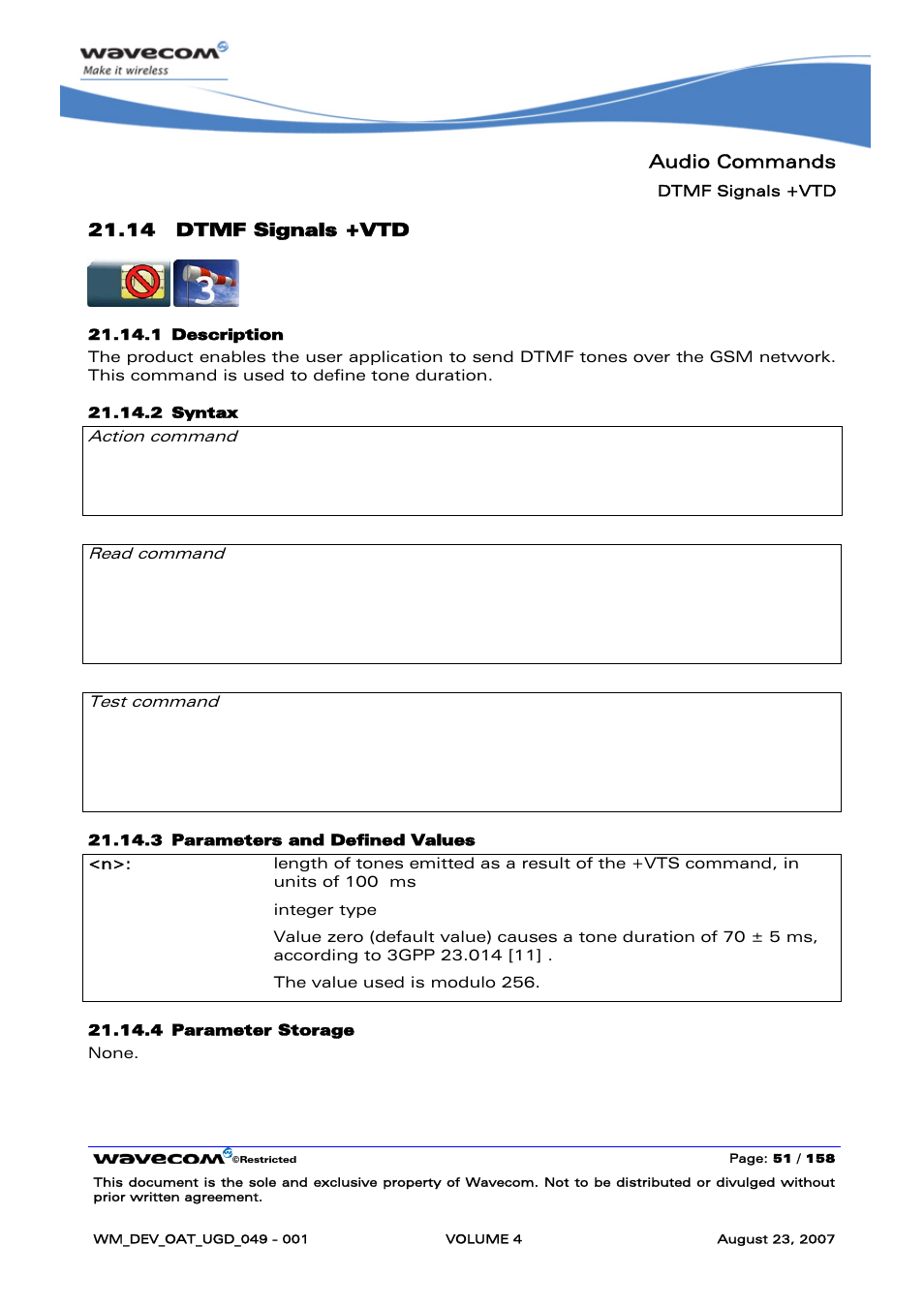 Dtmf signals +vtd | Rainbow Electronics FARGO MAESTRO 100 (with TCP_IP) User Manual | Page 599 / 787