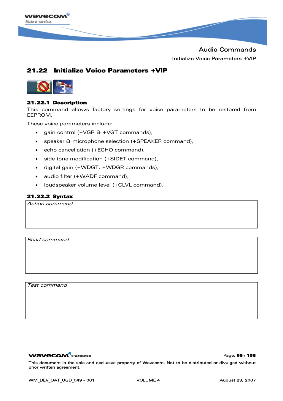 Initialize voice parameters +vip | Rainbow Electronics FARGO MAESTRO 100 (with TCP_IP) User Manual | Page 616 / 787