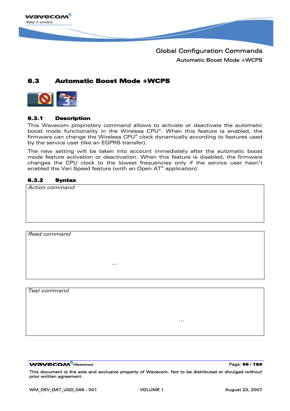 Automatic boost mode +wcps, Wcps at command | Rainbow Electronics FARGO MAESTRO 100 (with TCP_IP) User Manual | Page 62 / 787