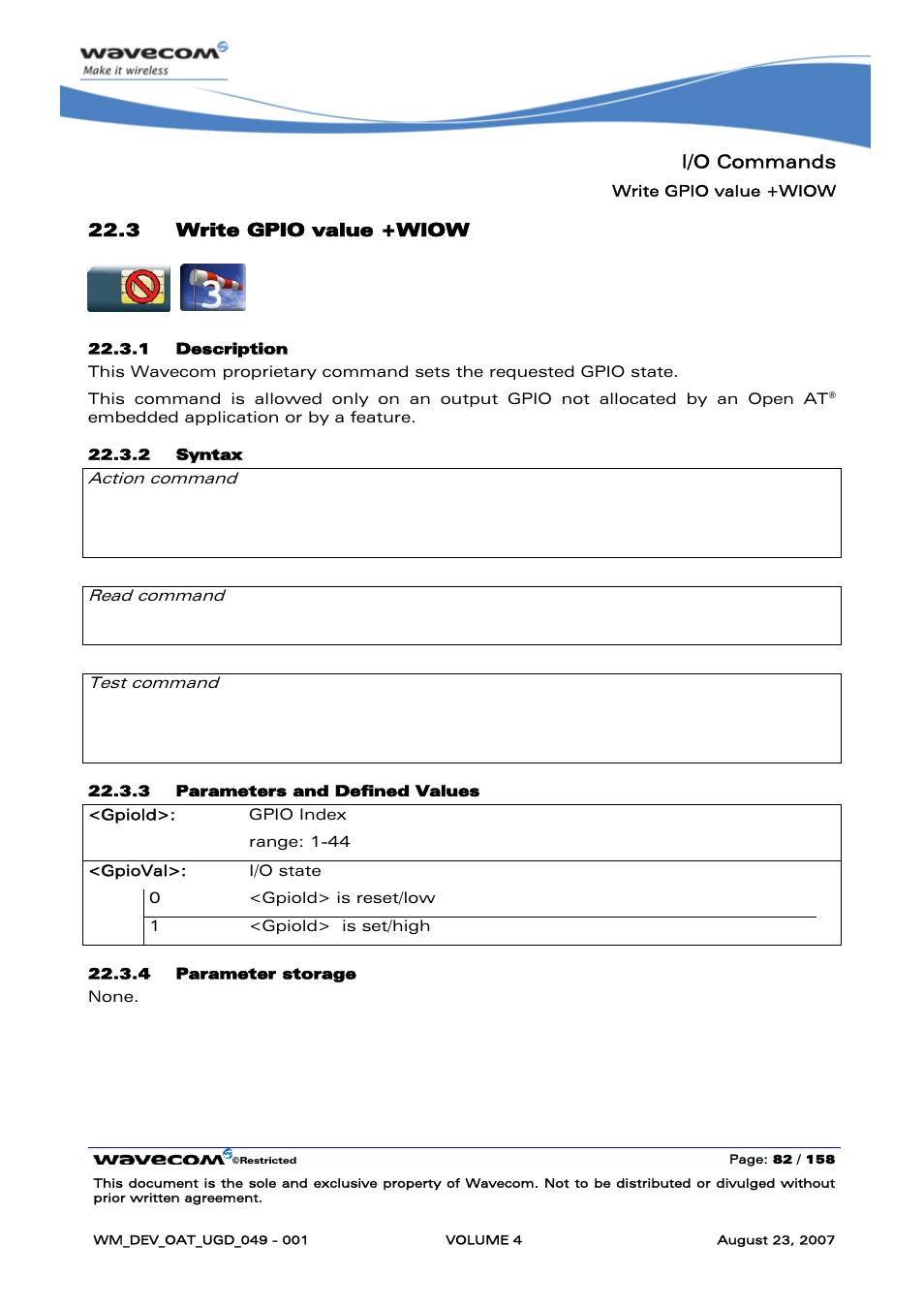 Write gpio value +wiow | Rainbow Electronics FARGO MAESTRO 100 (with TCP_IP) User Manual | Page 630 / 787