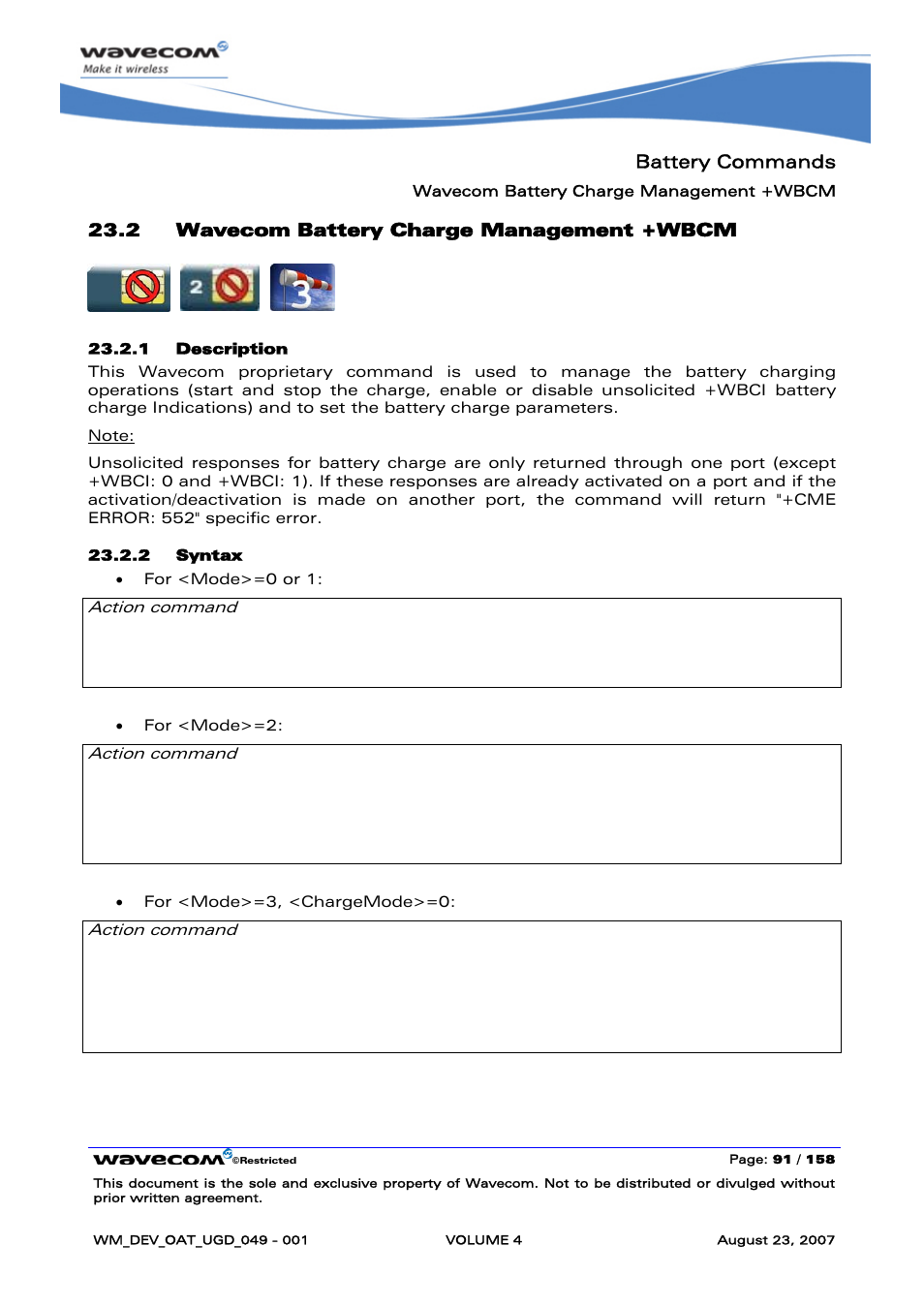 Wavecom battery charge management +wbcm | Rainbow Electronics FARGO MAESTRO 100 (with TCP_IP) User Manual | Page 639 / 787