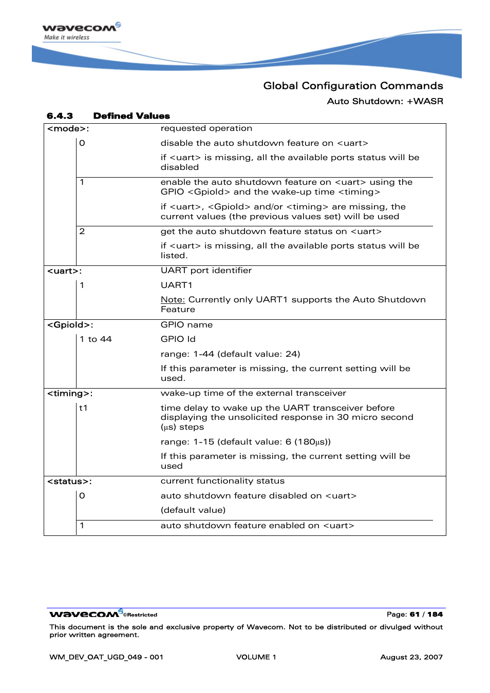 Global configuration commands | Rainbow Electronics FARGO MAESTRO 100 (with TCP_IP) User Manual | Page 67 / 787