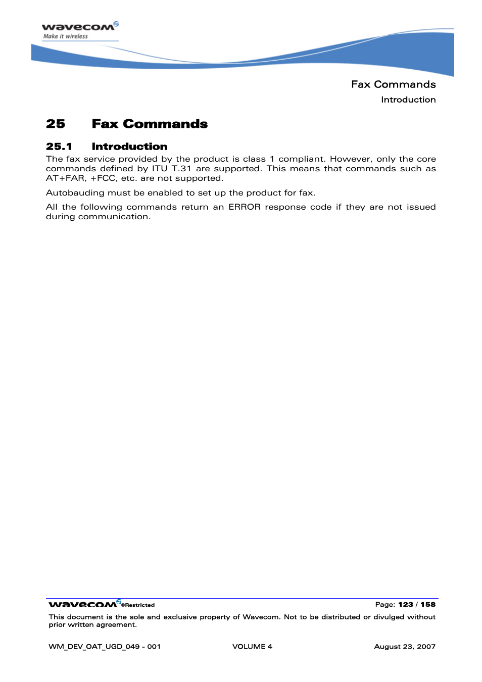 Fax commands, Introduction, 25 fax commands | Rainbow Electronics FARGO MAESTRO 100 (with TCP_IP) User Manual | Page 671 / 787