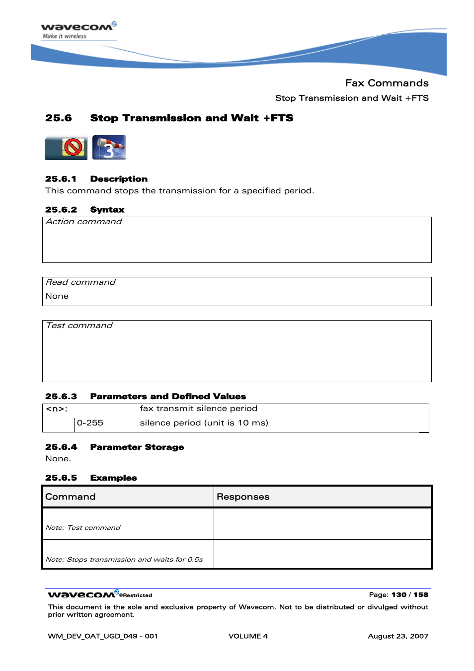 Stop transmission and wait +fts | Rainbow Electronics FARGO MAESTRO 100 (with TCP_IP) User Manual | Page 678 / 787