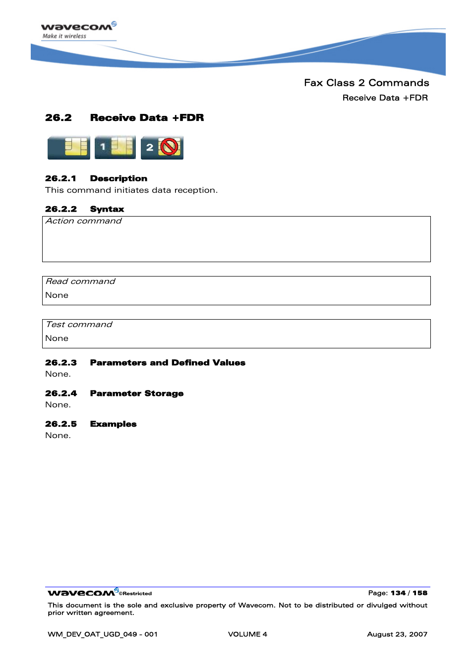 Receive data +fdr, Fax class 2 commands, 2 receive data +fdr | At+fdr ok | Rainbow Electronics FARGO MAESTRO 100 (with TCP_IP) User Manual | Page 682 / 787