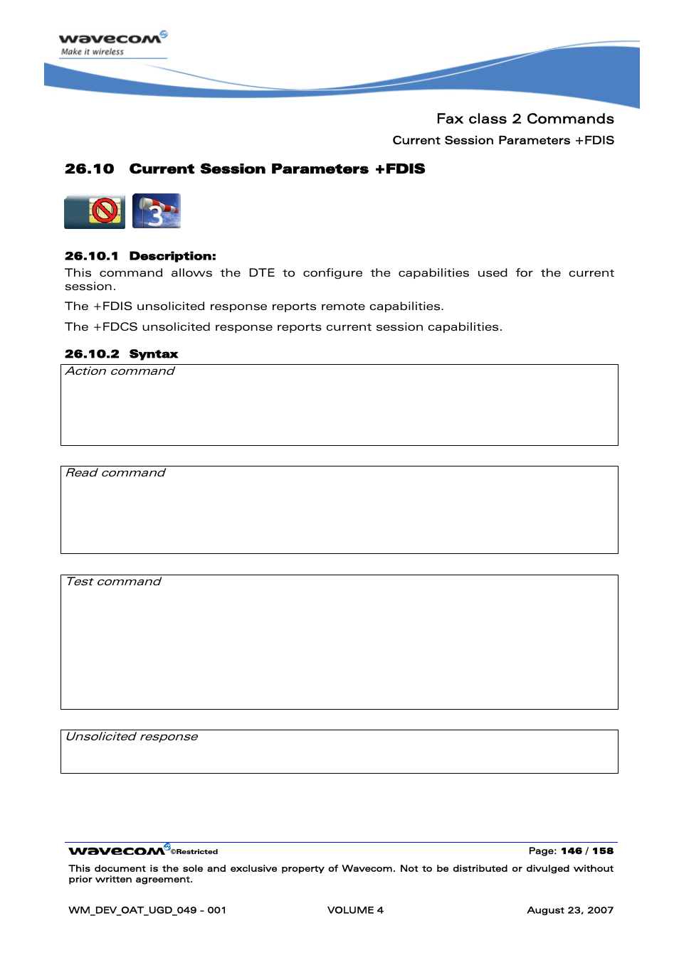 Current session parameters +fdis | Rainbow Electronics FARGO MAESTRO 100 (with TCP_IP) User Manual | Page 694 / 787