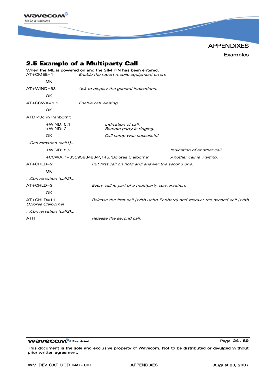 Example of a multiparty call, Appendixes, 5 example of a multiparty call | Rainbow Electronics FARGO MAESTRO 100 (with TCP_IP) User Manual | Page 730 / 787