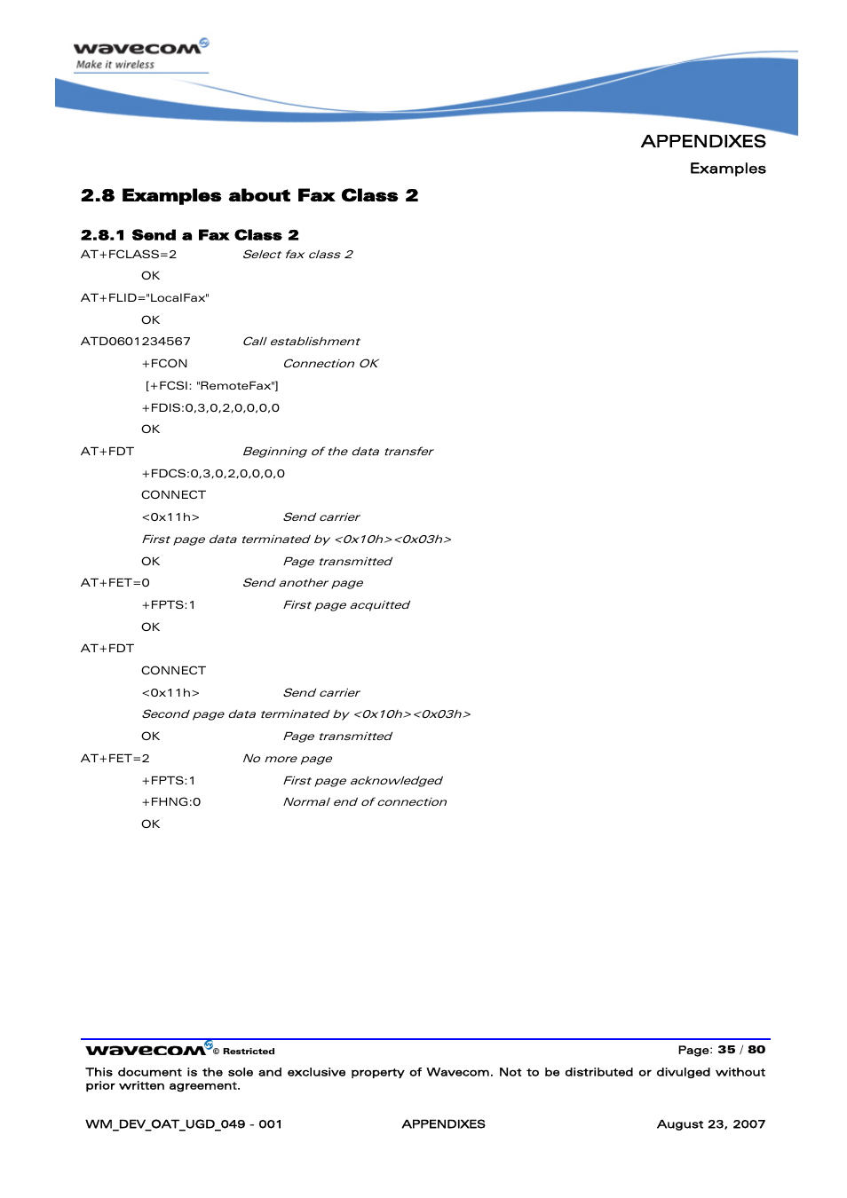 Examples about fax class 2, Appendixes, 8 examples about fax class 2 | Rainbow Electronics FARGO MAESTRO 100 (with TCP_IP) User Manual | Page 741 / 787