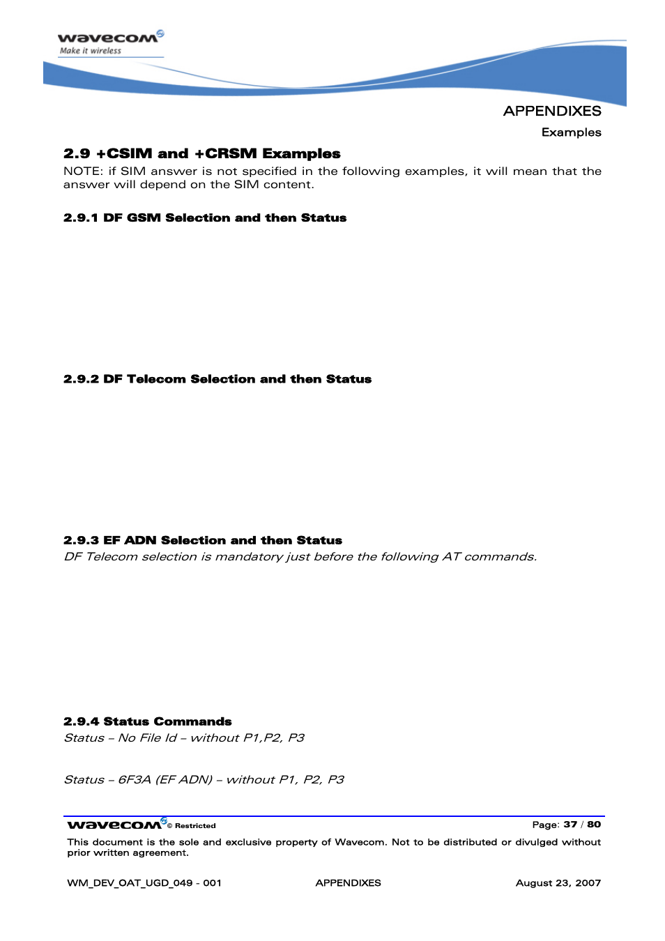 Csim and +crsm examples | Rainbow Electronics FARGO MAESTRO 100 (with TCP_IP) User Manual | Page 743 / 787