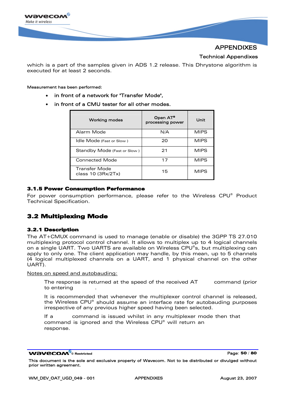 Multiplexing mode, Appendixes, 2 multiplexing mode | Rainbow Electronics FARGO MAESTRO 100 (with TCP_IP) User Manual | Page 756 / 787