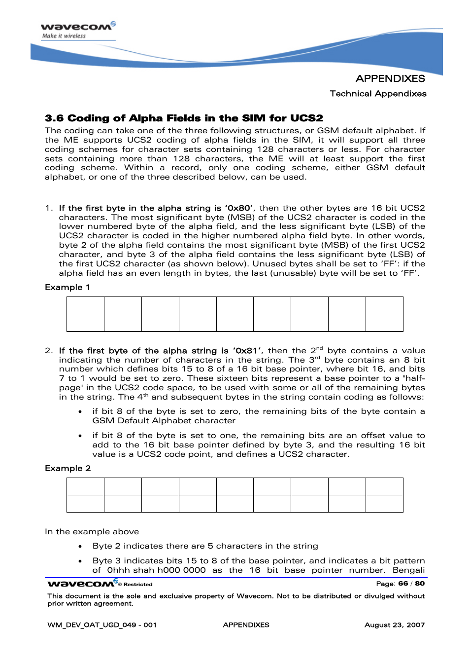 Coding of alpha fields in the sim for ucs2, Appendixes, 6 coding of alpha fields in the sim for ucs2 | Rainbow Electronics FARGO MAESTRO 100 (with TCP_IP) User Manual | Page 772 / 787
