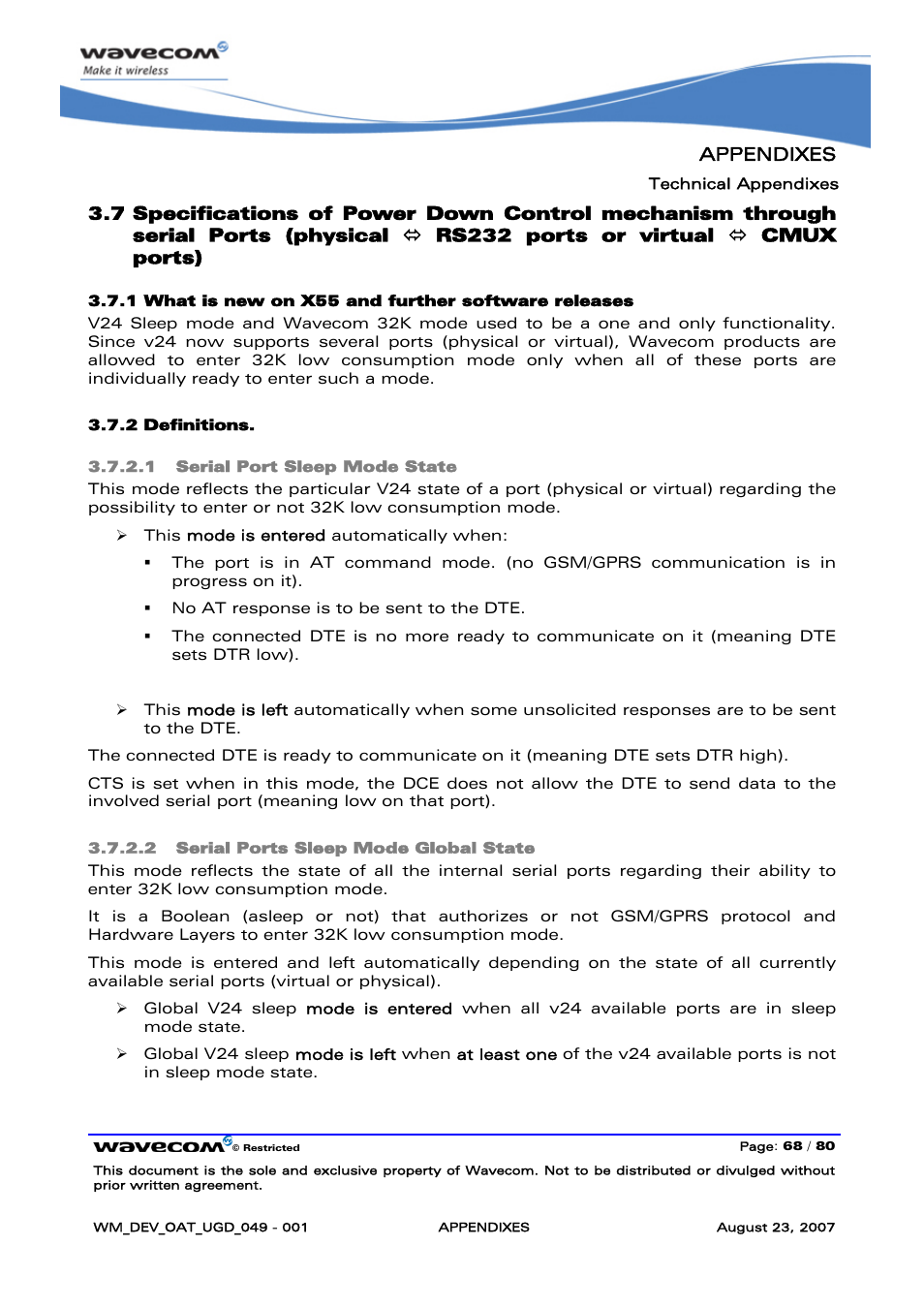 Physical ù rs232 ports or virtual ù cmux ports), Please refer to §3.7, Ports)) | Appendixes | Rainbow Electronics FARGO MAESTRO 100 (with TCP_IP) User Manual | Page 774 / 787