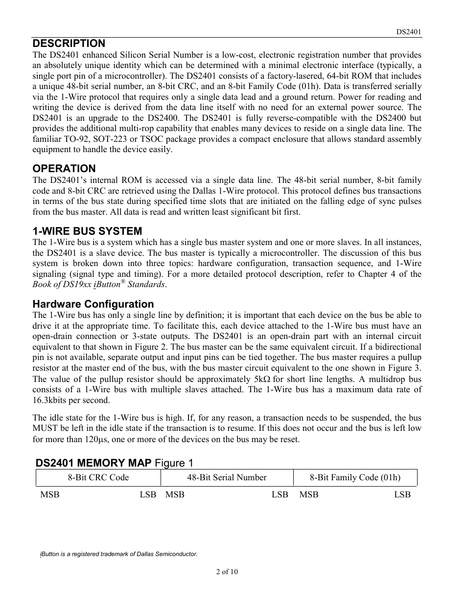 Rainbow Electronics DS2401 User Manual | Page 2 / 10