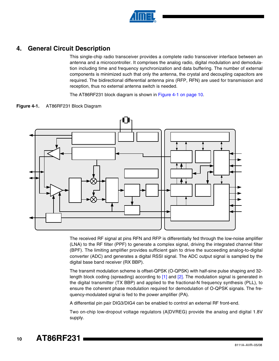General circuit description | Rainbow Electronics AT86RF231 User Manual | Page 10 / 180