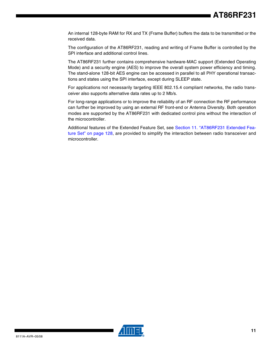 Rainbow Electronics AT86RF231 User Manual | Page 11 / 180