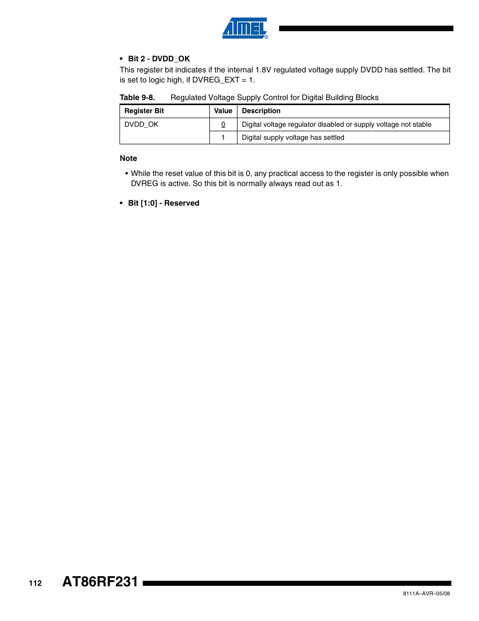 Rainbow Electronics AT86RF231 User Manual | Page 112 / 180
