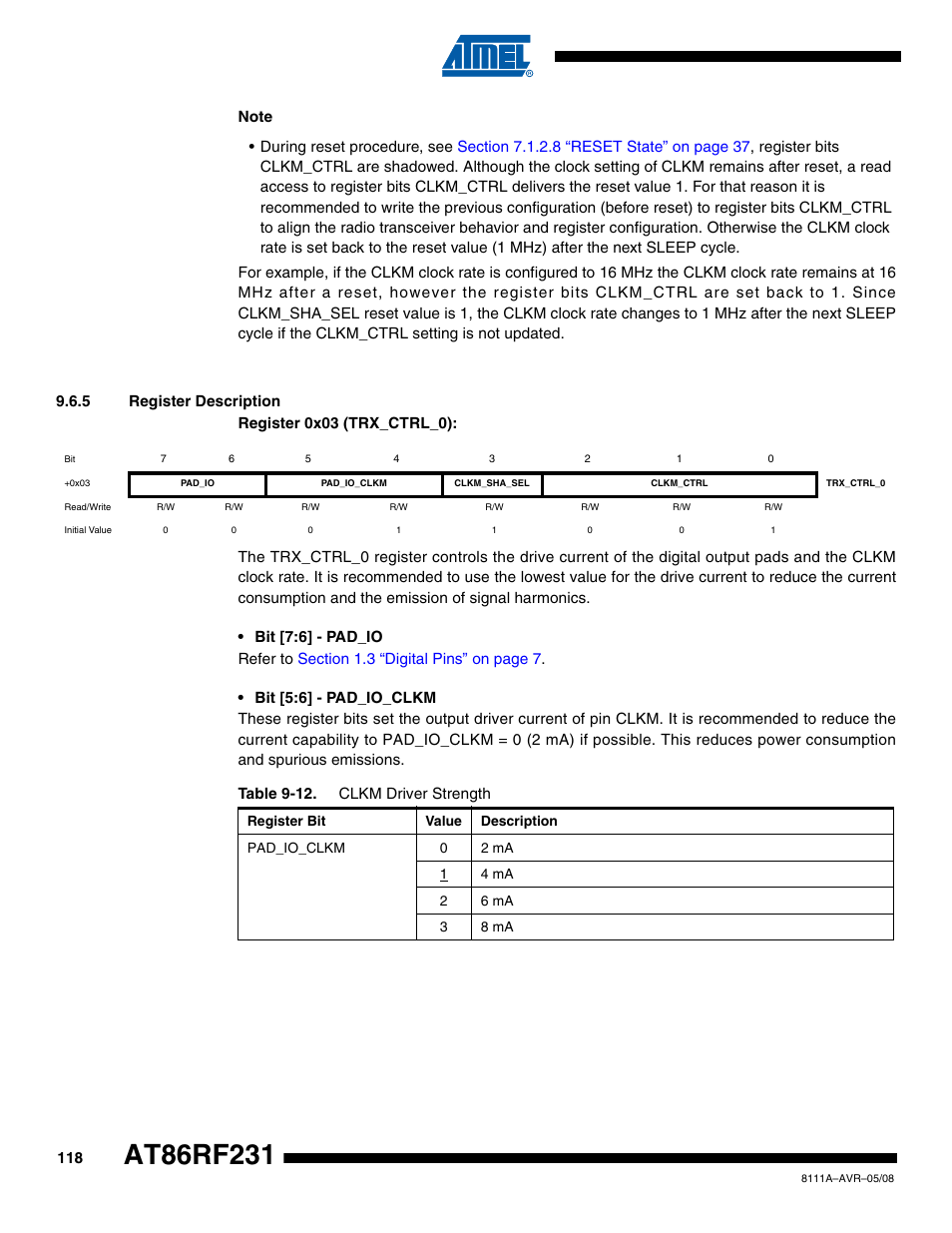 5 register description | Rainbow Electronics AT86RF231 User Manual | Page 118 / 180