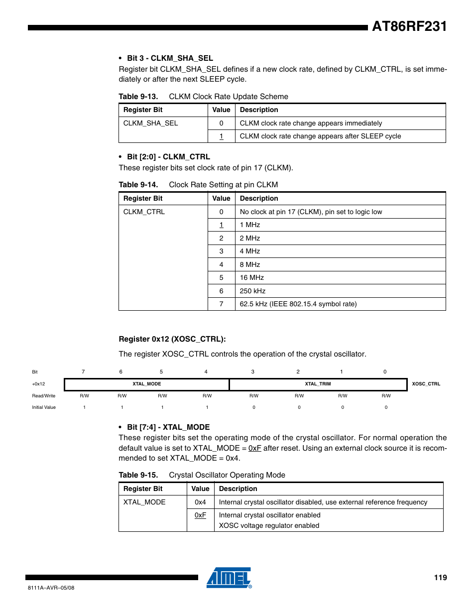 Rainbow Electronics AT86RF231 User Manual | Page 119 / 180
