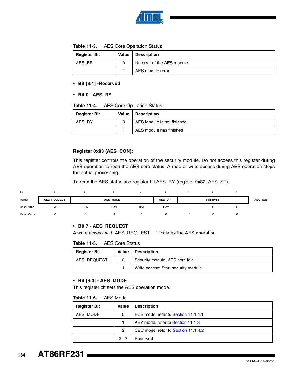Rainbow Electronics AT86RF231 User Manual | Page 134 / 180