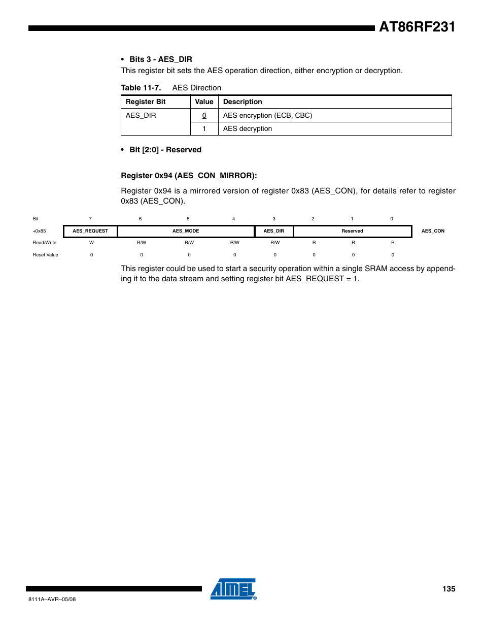 Rainbow Electronics AT86RF231 User Manual | Page 135 / 180