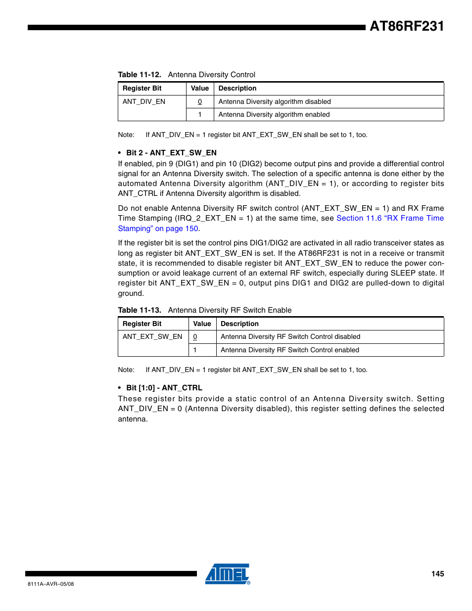 Rainbow Electronics AT86RF231 User Manual | Page 145 / 180