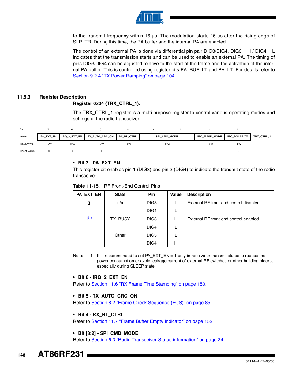 3 register description | Rainbow Electronics AT86RF231 User Manual | Page 148 / 180