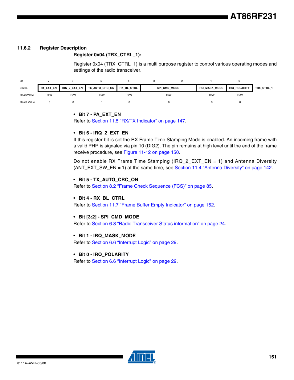 2 register description | Rainbow Electronics AT86RF231 User Manual | Page 151 / 180