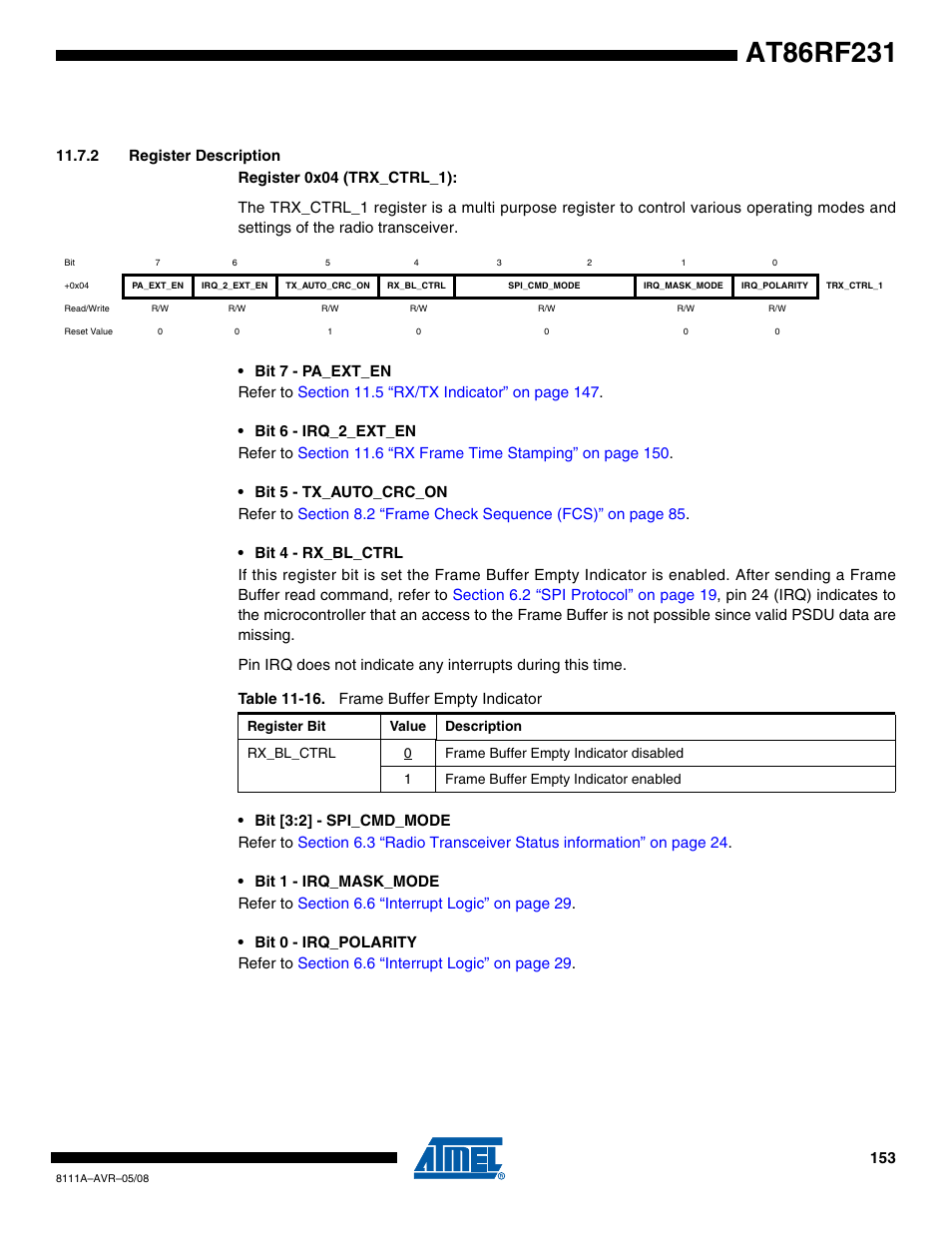 2 register description | Rainbow Electronics AT86RF231 User Manual | Page 153 / 180