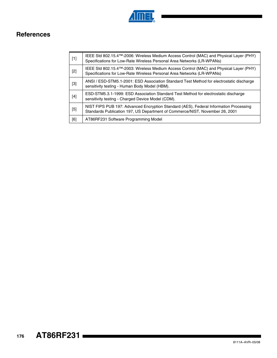 References | Rainbow Electronics AT86RF231 User Manual | Page 176 / 180
