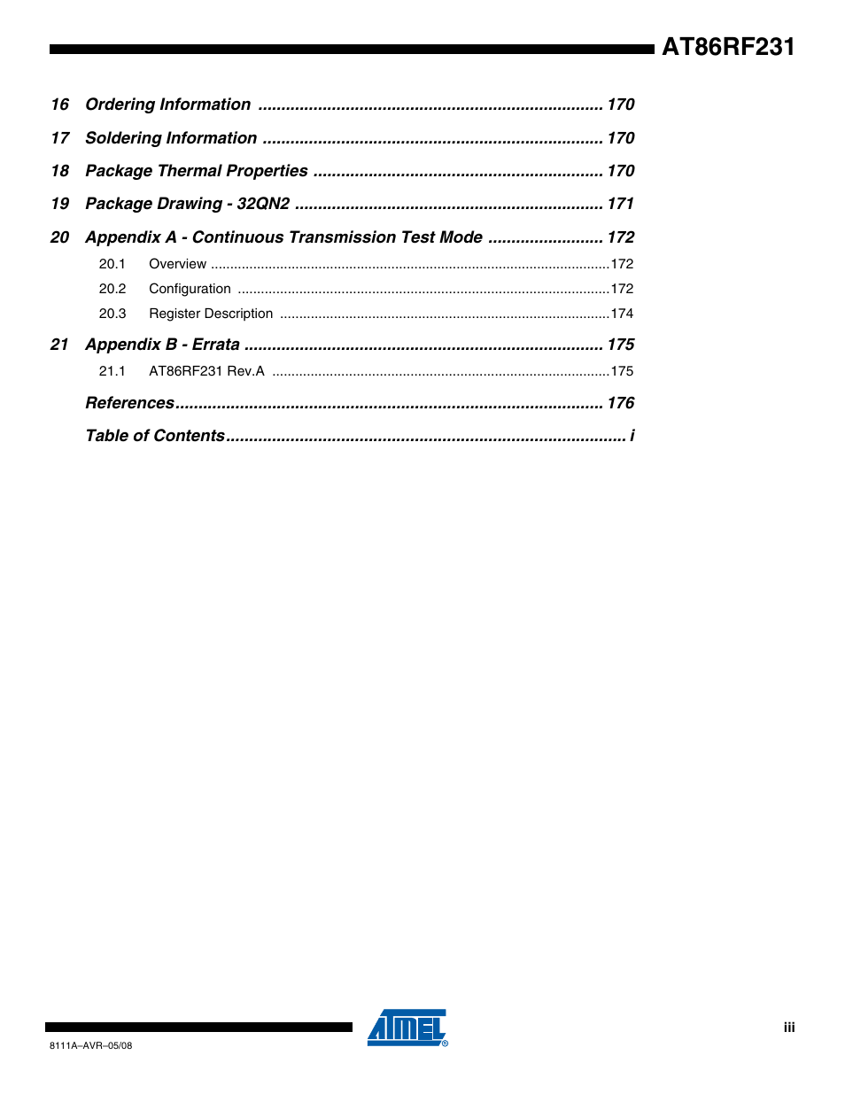 Rainbow Electronics AT86RF231 User Manual | Page 179 / 180