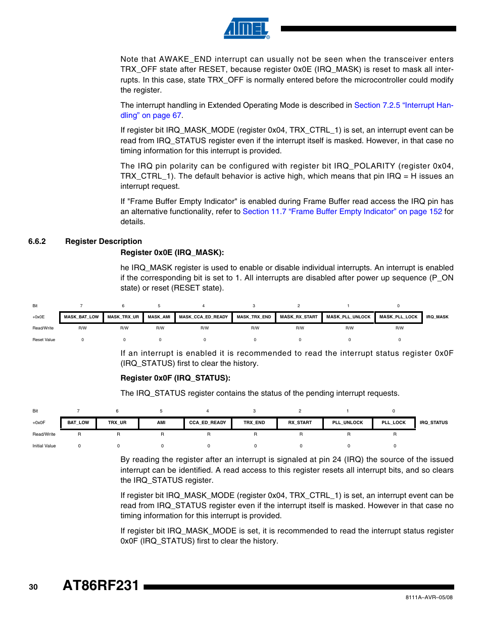 2 register description | Rainbow Electronics AT86RF231 User Manual | Page 30 / 180