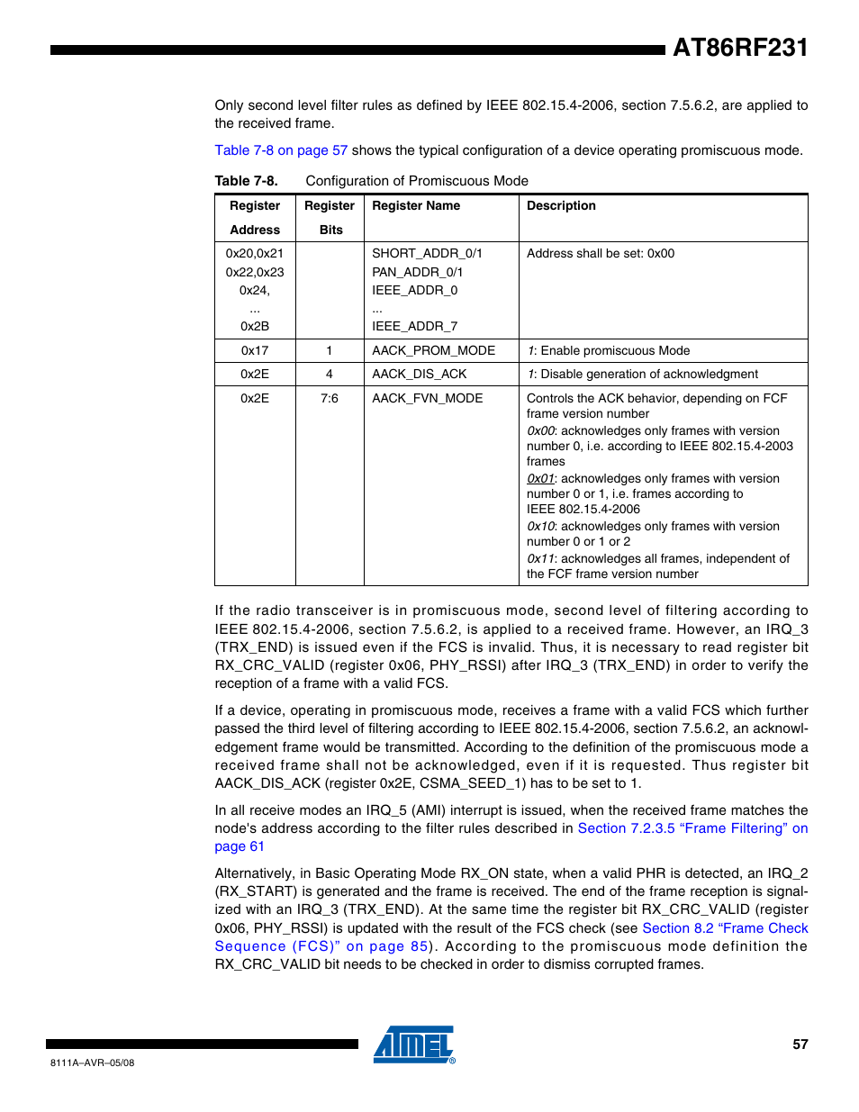 Rainbow Electronics AT86RF231 User Manual | Page 57 / 180