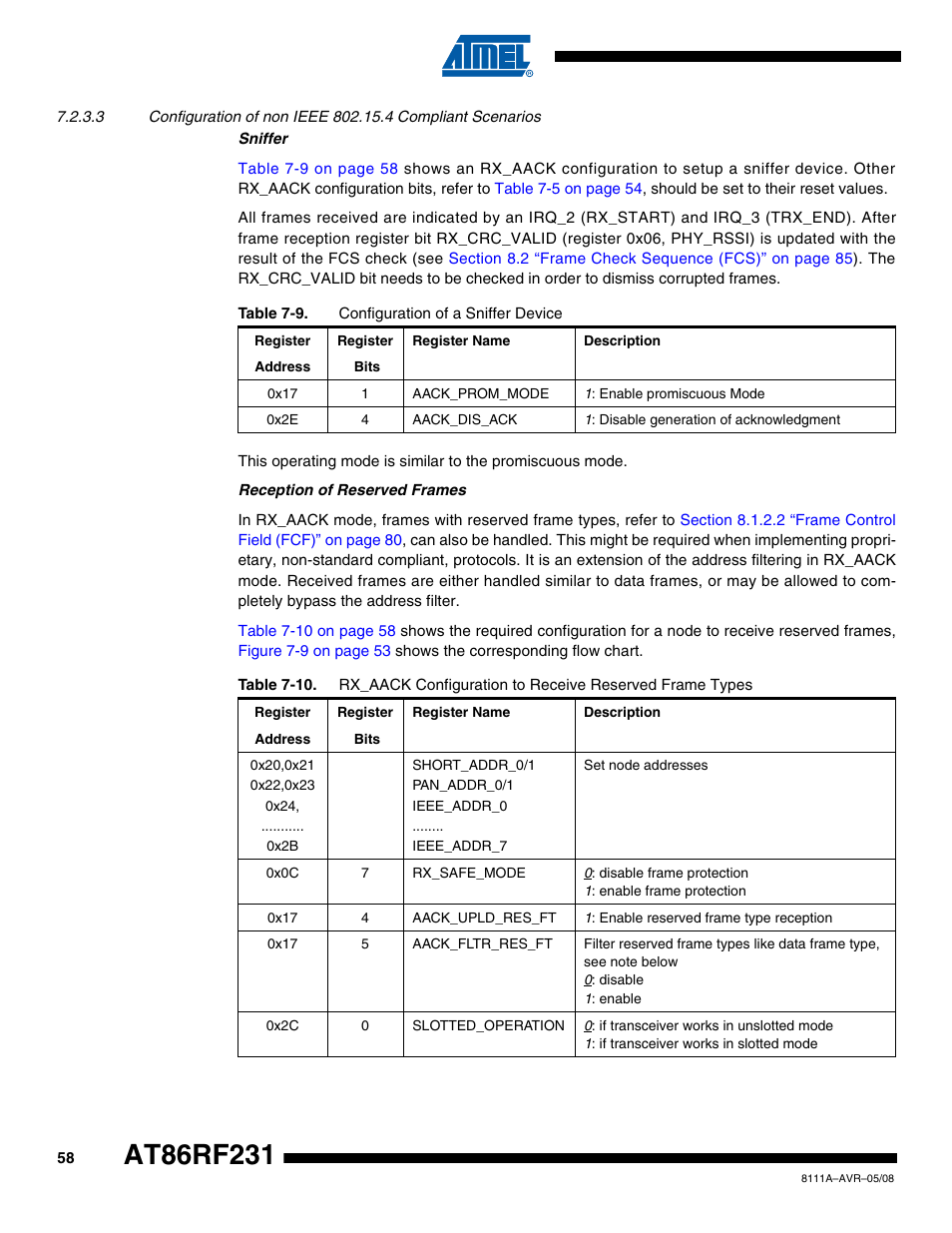 Section | Rainbow Electronics AT86RF231 User Manual | Page 58 / 180