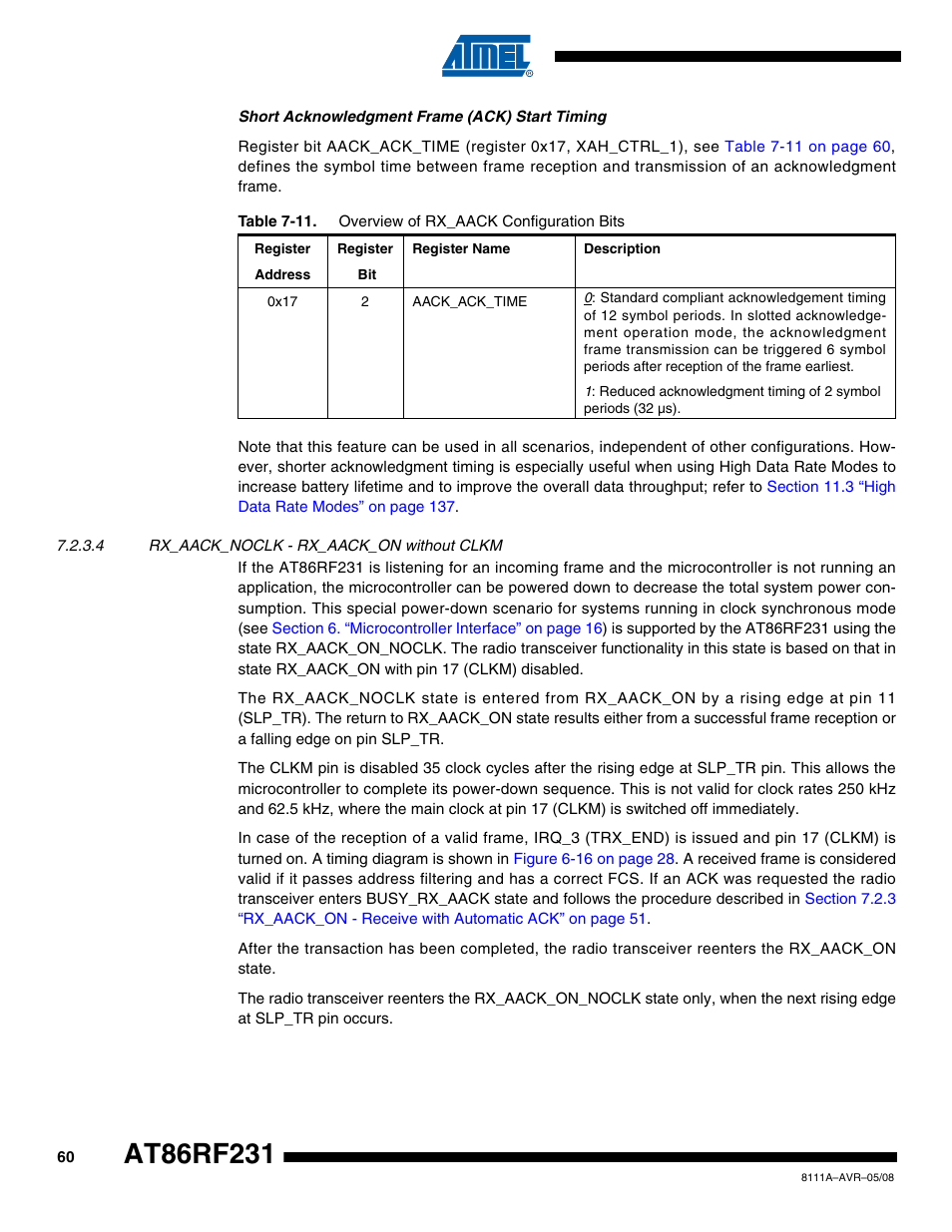 4 rx_aack_noclk - rx_aack_on without clkm | Rainbow Electronics AT86RF231 User Manual | Page 60 / 180